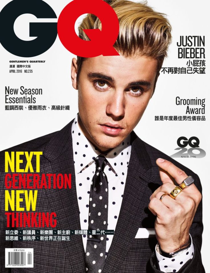 Justin Bieber GQ Taiwan April 2016 Cover