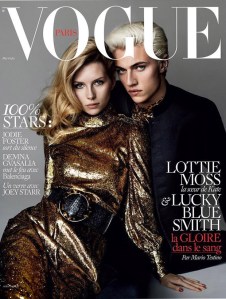 Lottie Moss & Lucky Blue Smith X Vogue Paris May 2016 Cover -2016.4.14-