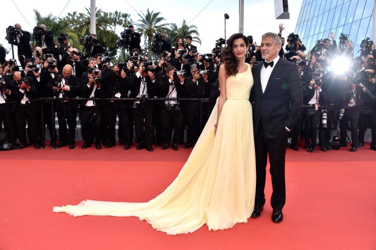 Amal Clooney in Atelier Versace with George Clooney