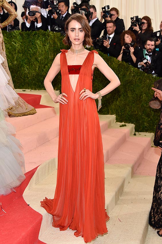 Lily Collins in Valentino Spring 2016 Couture