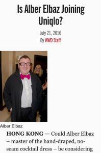 Is Alber Elbaz Joining Uniqlo? -2016.7.21-
