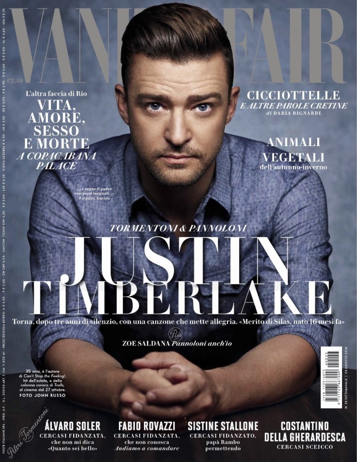 Justin Timberlake Vanity Fair Italy August 2016 Cover