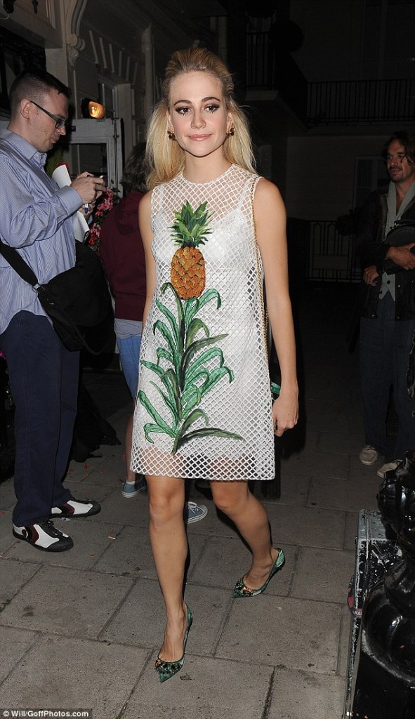 Pixie Lott in Dolce & Gabbana Pineapple Print Dress