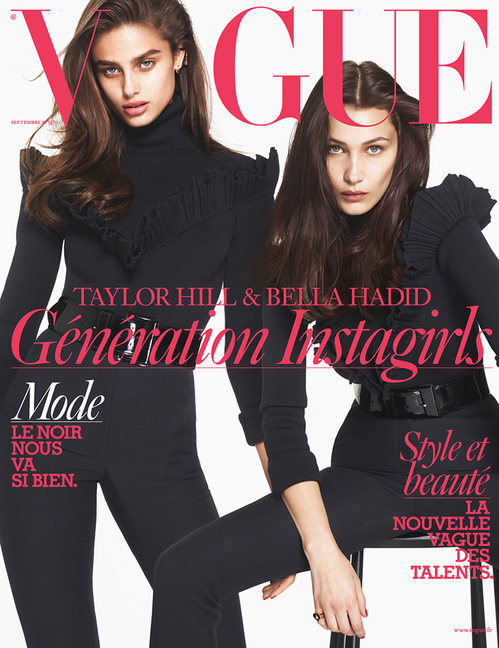 Taylor Hill & Bella Hadid Vogue Paris September 2016 Cover